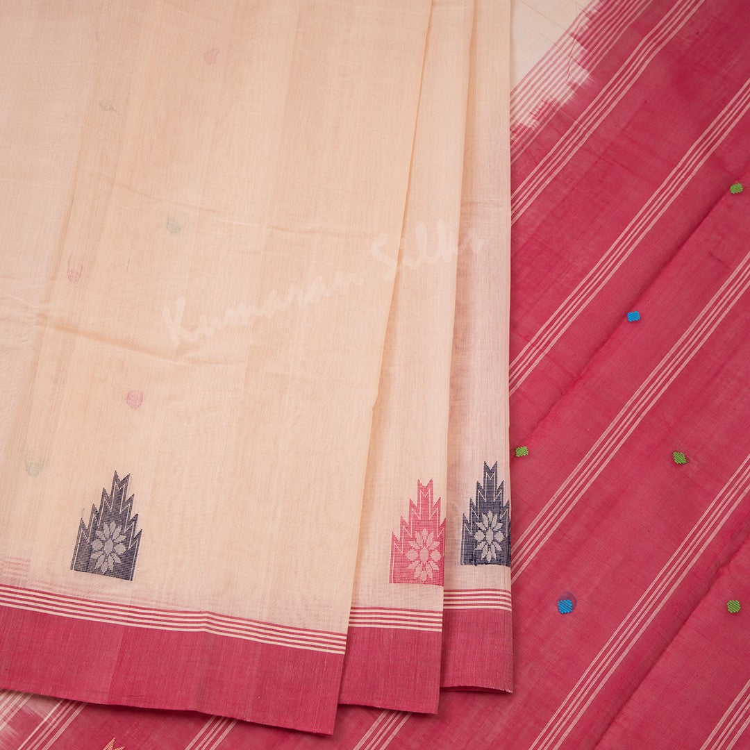 Kanchi Cotton Cream Thread Worked Saree 02