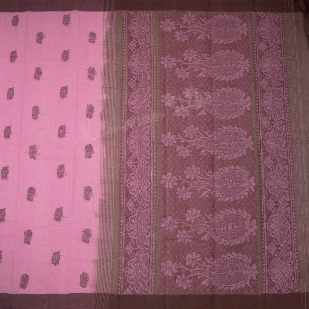 Kanchi Cotton Taffy Pink Thread Worked Saree