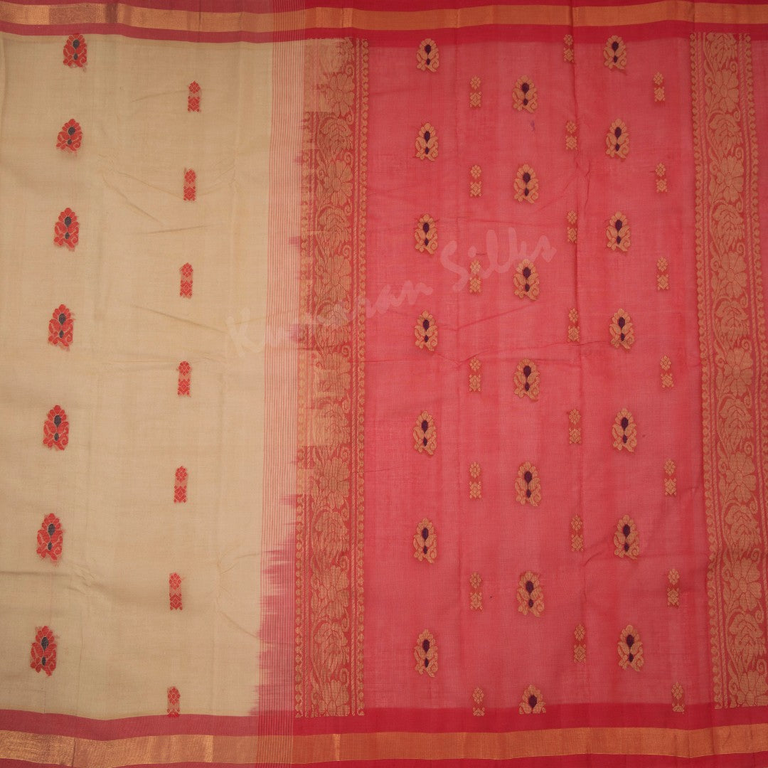 Kanchi Cotton Peanut Brown Thread Worked Saree