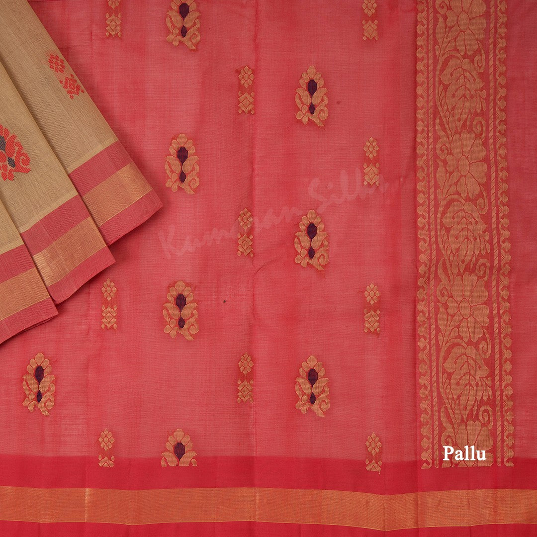 Kanchi Cotton Peanut Brown Thread Worked Saree