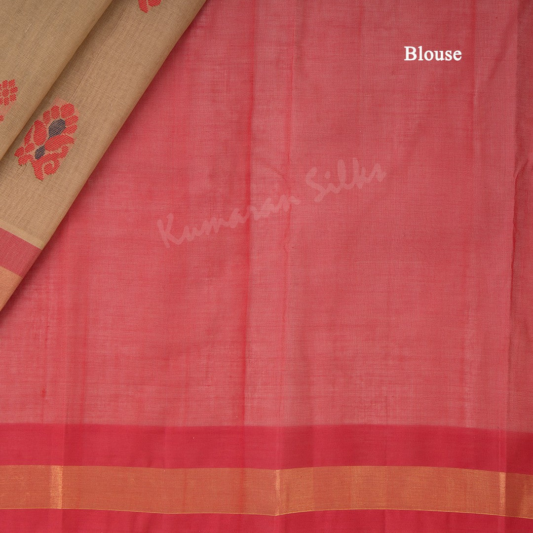 Kanchi Cotton Peanut Brown Thread Worked Saree