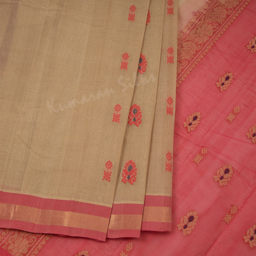 Kanchi Cotton Peanut Brown Thread Worked Saree