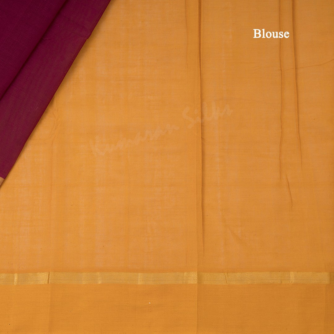 Kanchi Cotton Maroon Thread Worked Saree