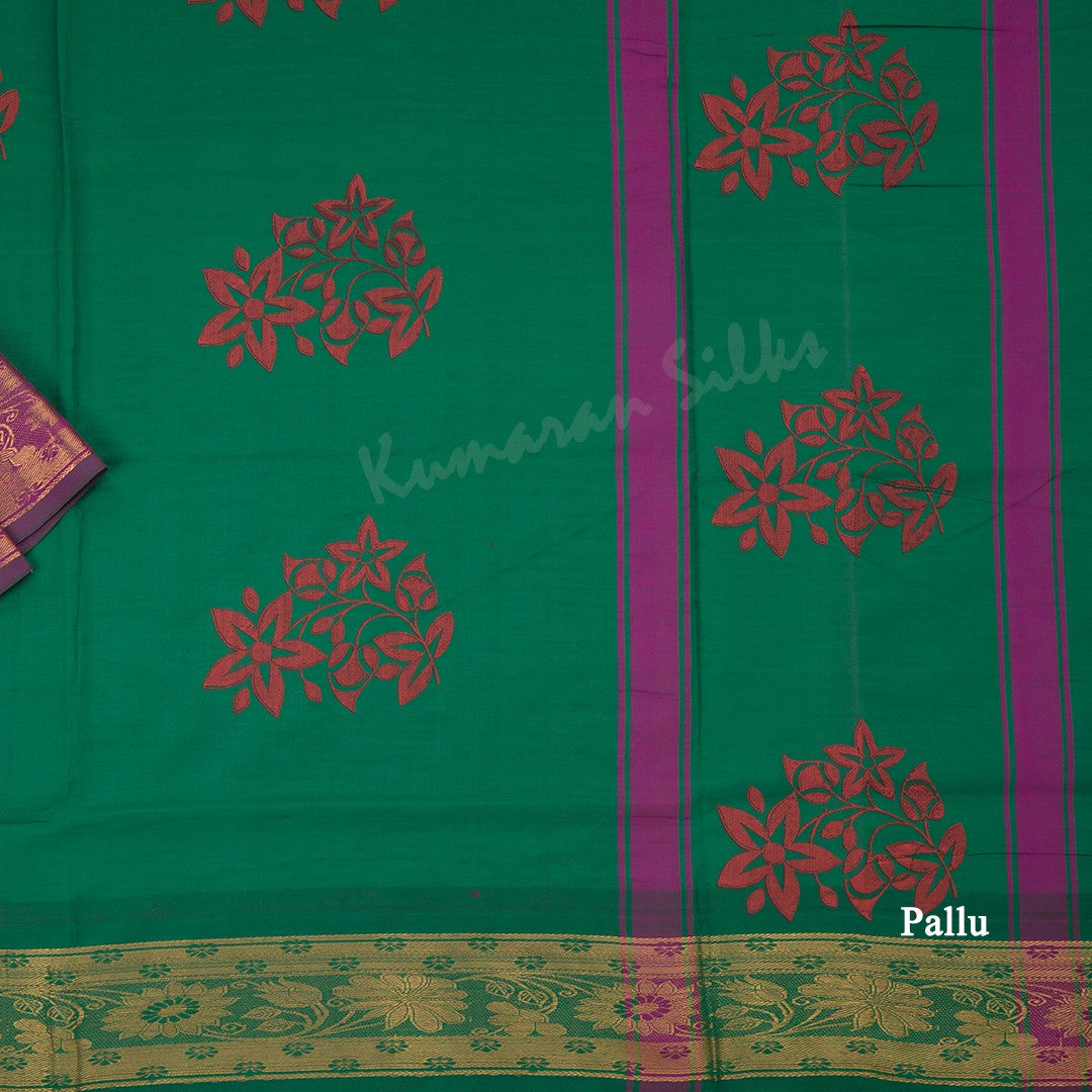 Poly Cotton Shot Colour Floral Printed Saree