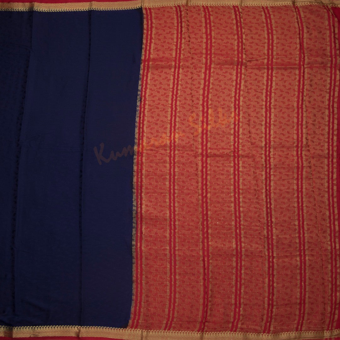 Semi Mysore Silk Embossed Navy Blue Saree