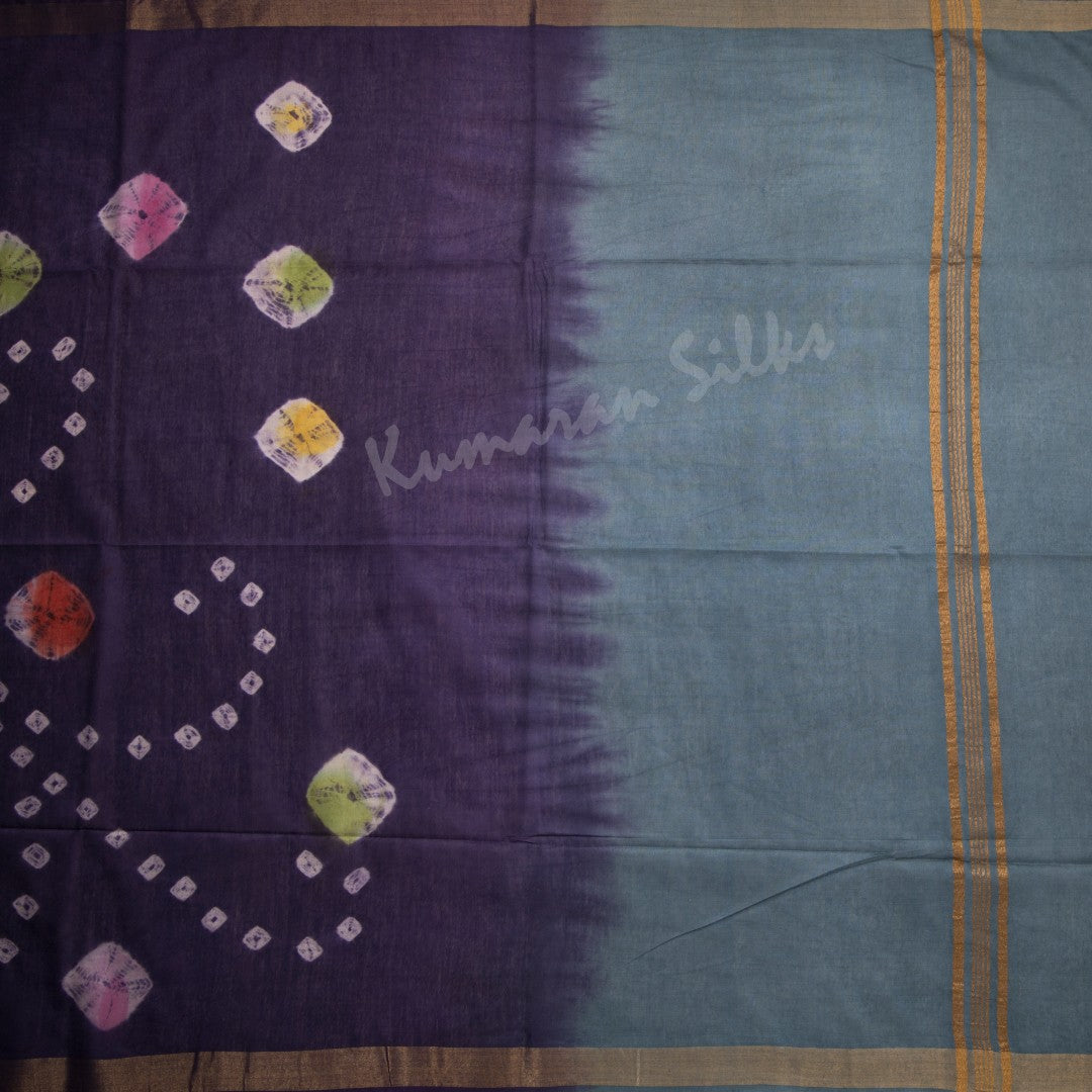 Semi Raw Silk Purple Printed Saree