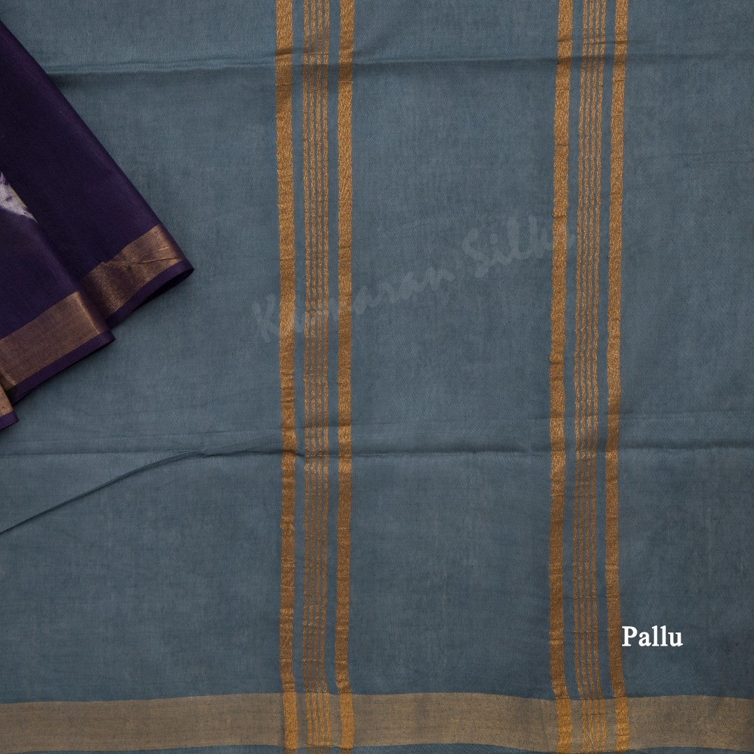 Semi Raw Silk Purple Printed Saree