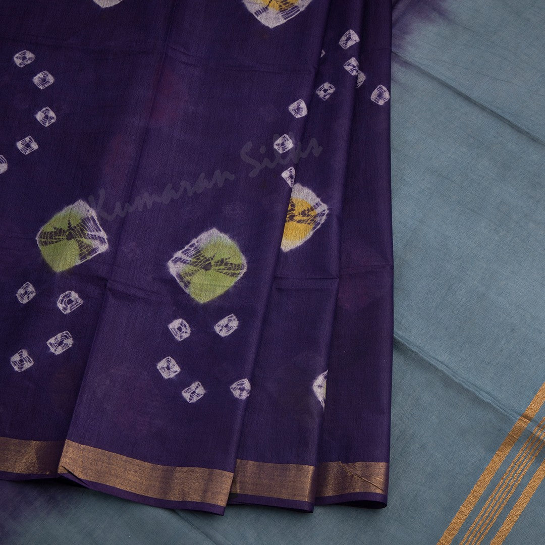 Semi Raw Silk Purple Printed Saree