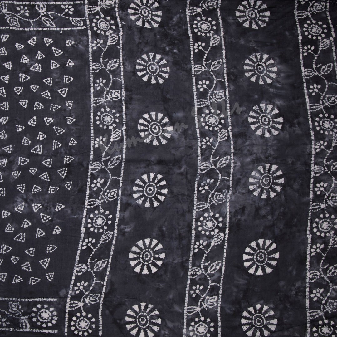 Sungudi Cotton Dark Grey Printed Saree