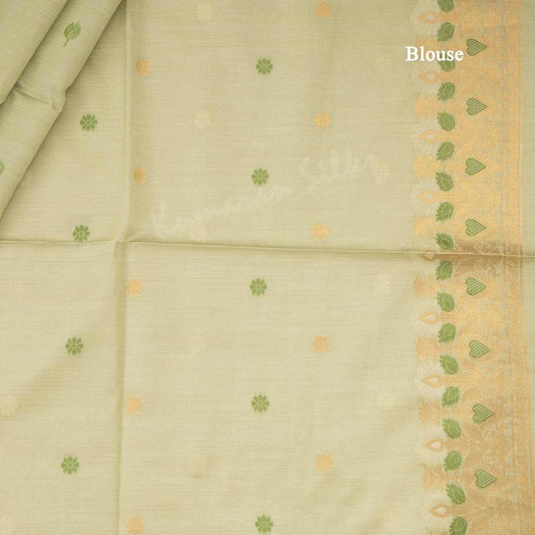 Semi Raw Silk Light Green Floral Printed Saree