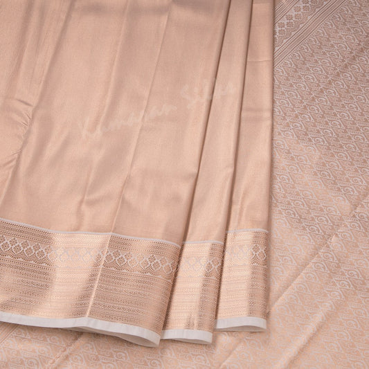 Art Silk Light Copper Plain Saree With Zari Border