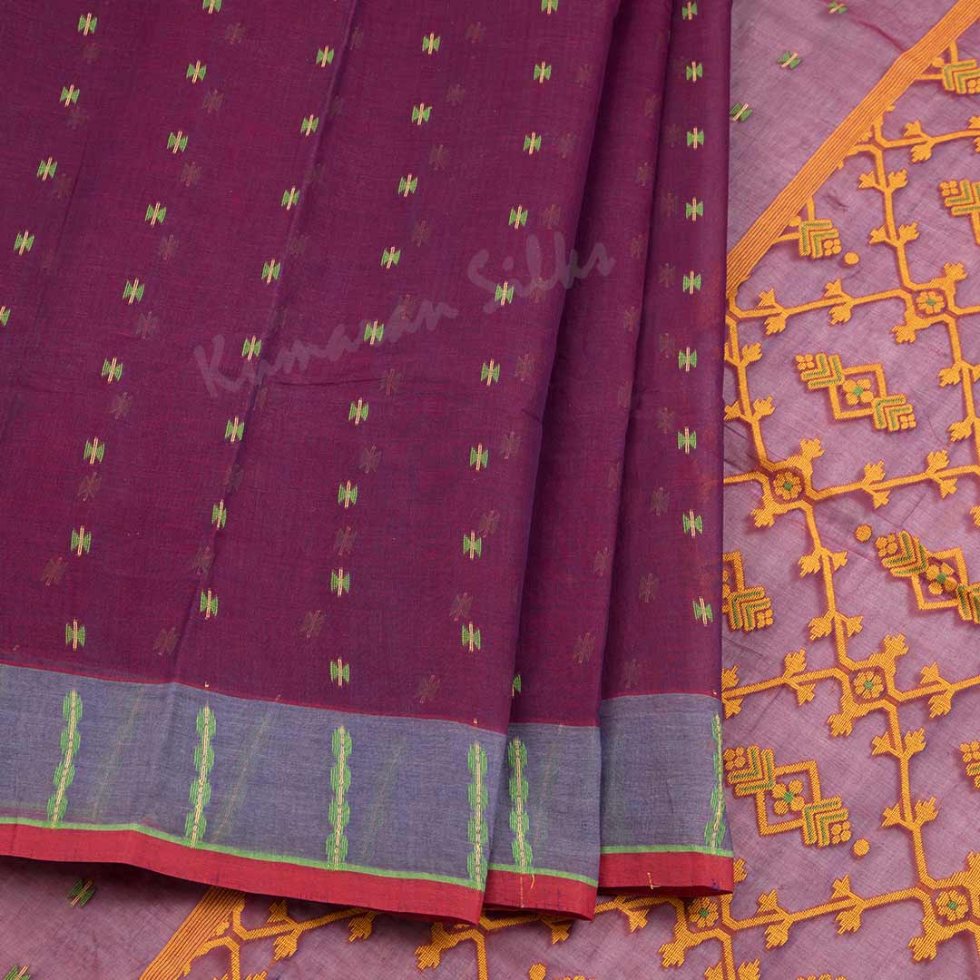 Bengali Cotton Dark Pink Thread Embossed Saree Without Blouse