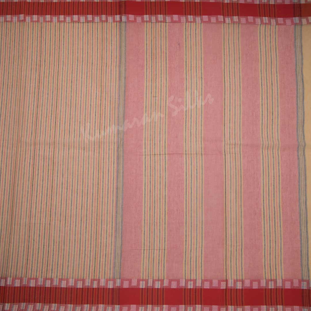 Bengali Cotton Multi Colour Striped Saree Without Blouse