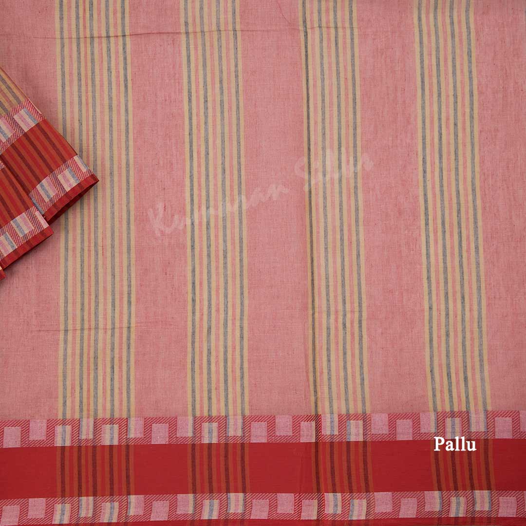 Bengali Cotton Multi Colour Striped Saree Without Blouse