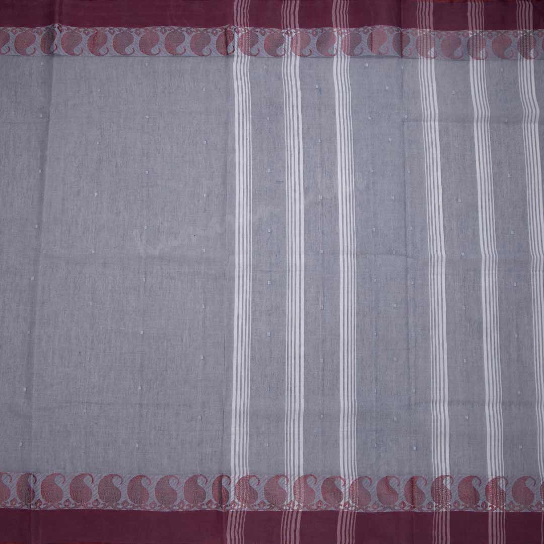 Bengali Cotton Grey Thread Embossed Saree Without Blouse