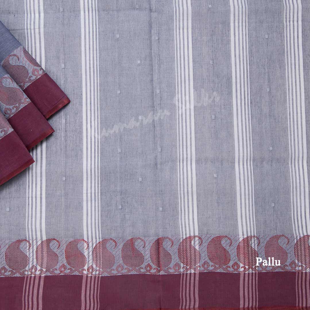 Bengali Cotton Grey Thread Embossed Saree Without Blouse