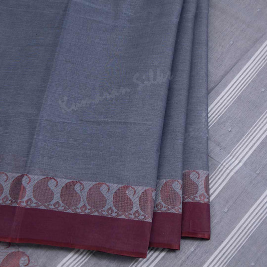 Bengali Cotton Grey Thread Embossed Saree Without Blouse