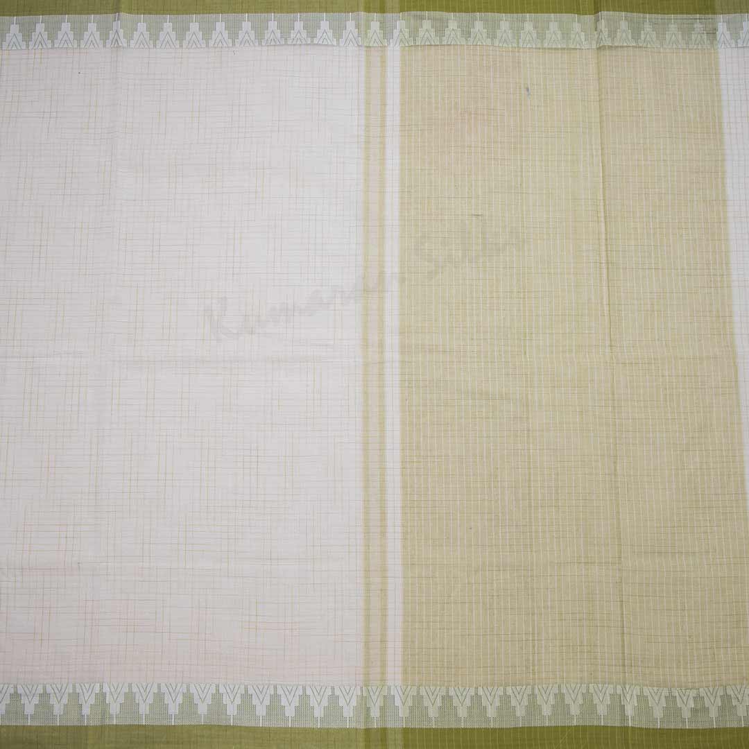 Bengali Cotton Cream Checked Saree Without Blouse