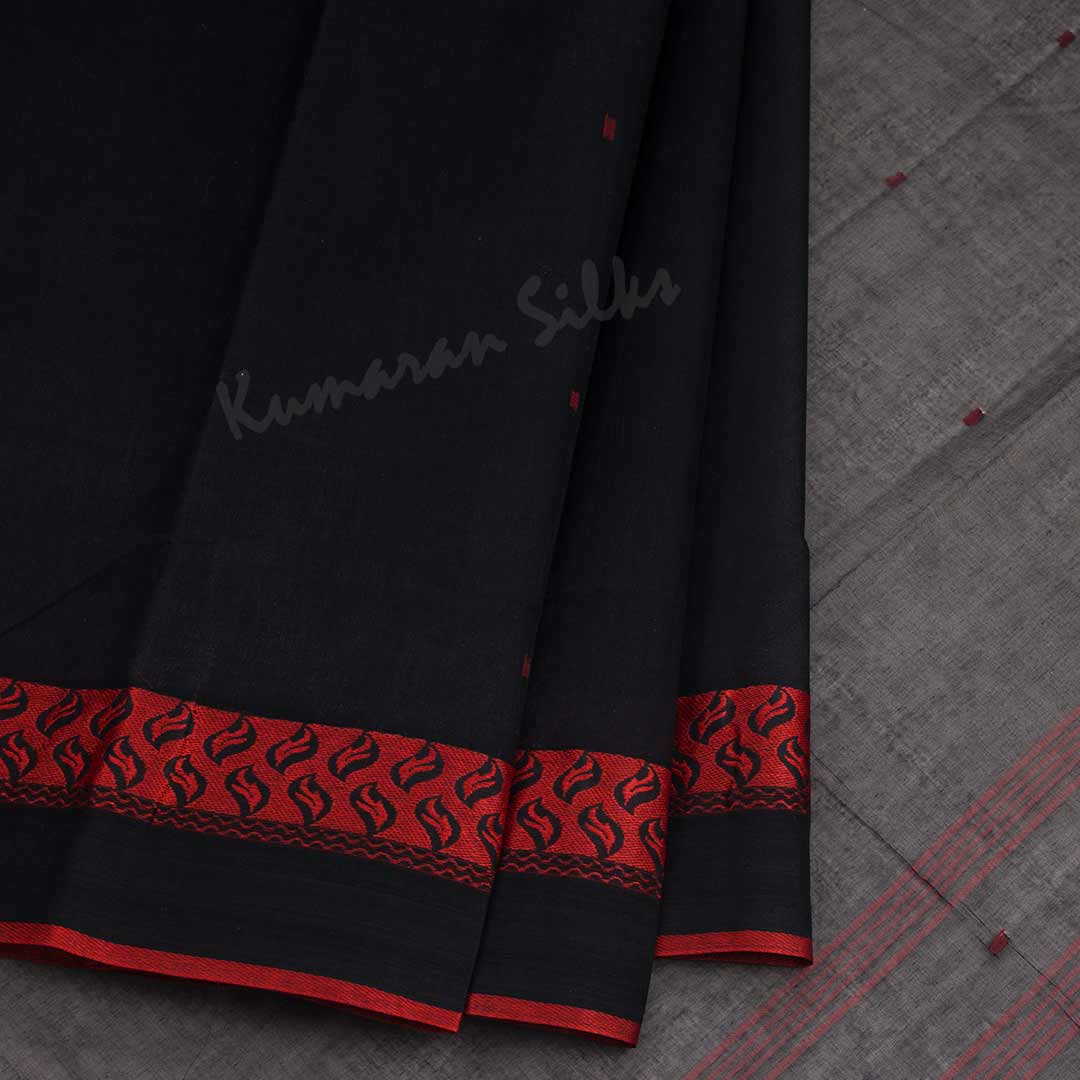 Bengali Cotton Black Thread Embossed Saree Without Blouse