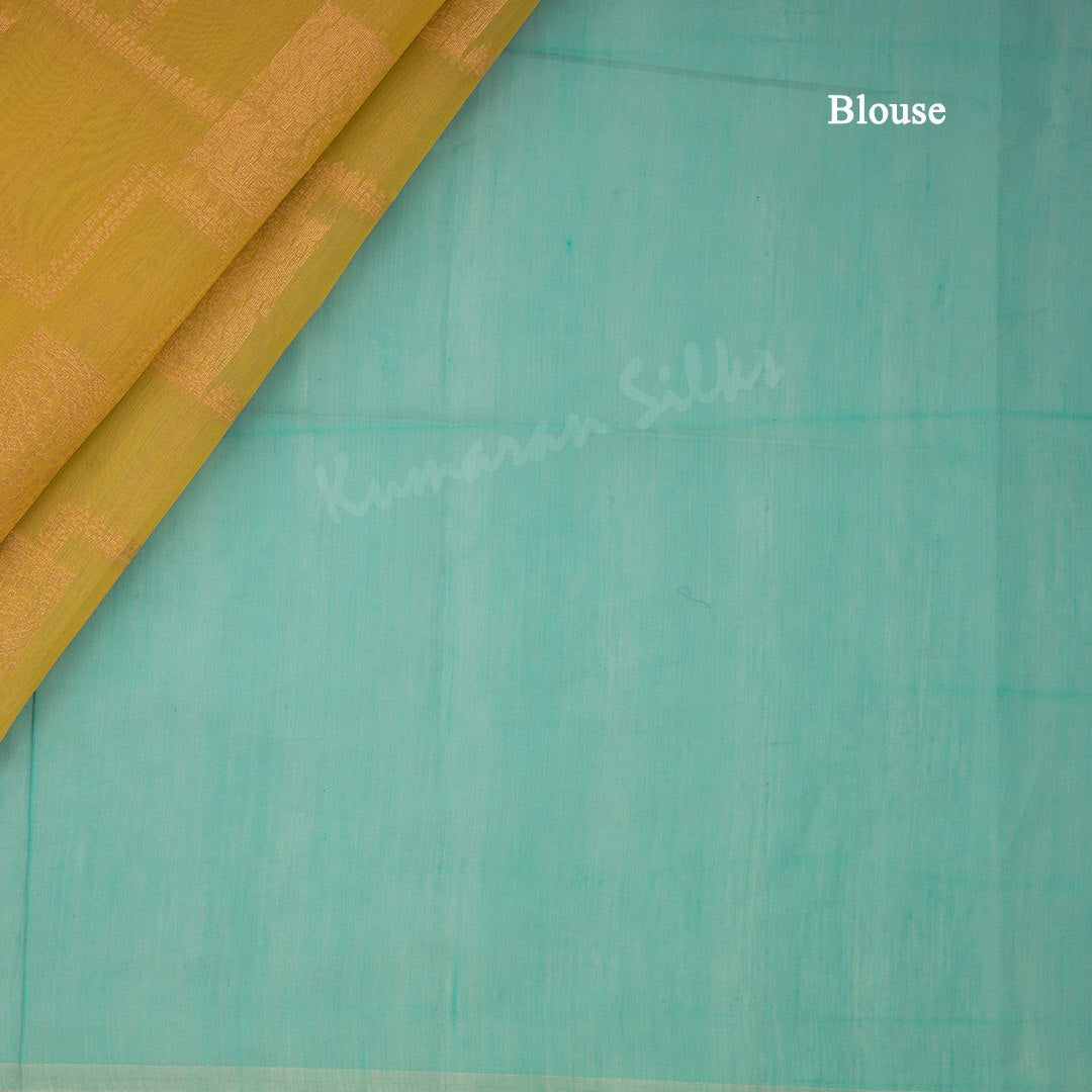 Silk Cotton Mustard Zari Worked Borderless Saree