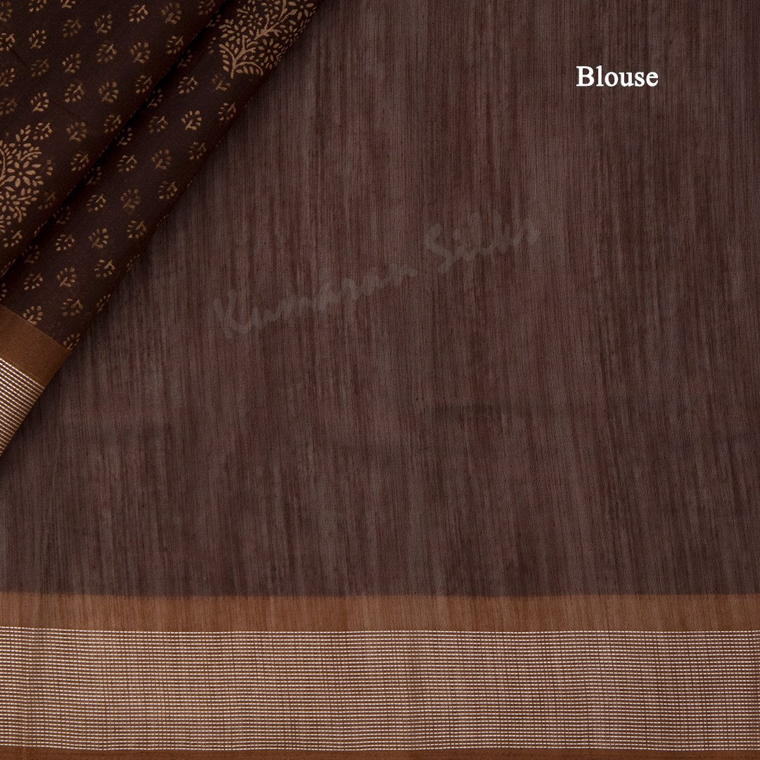 Semi Raw Silk Dark Maroon Printed Saree With Zari Border