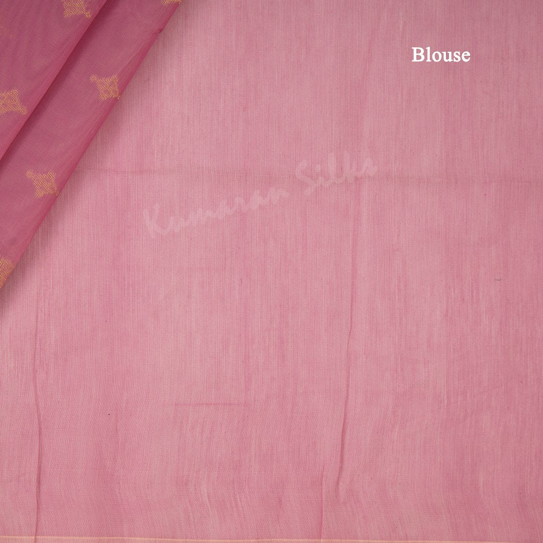 Silk Cotton Rose Pink Saree With Zari Buttas