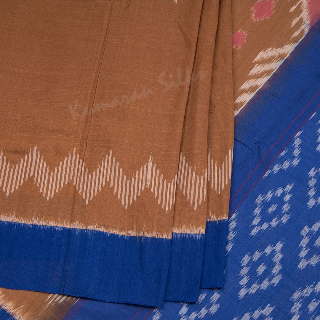 Pochampally Cotton Cinnamon Brown Printed Saree