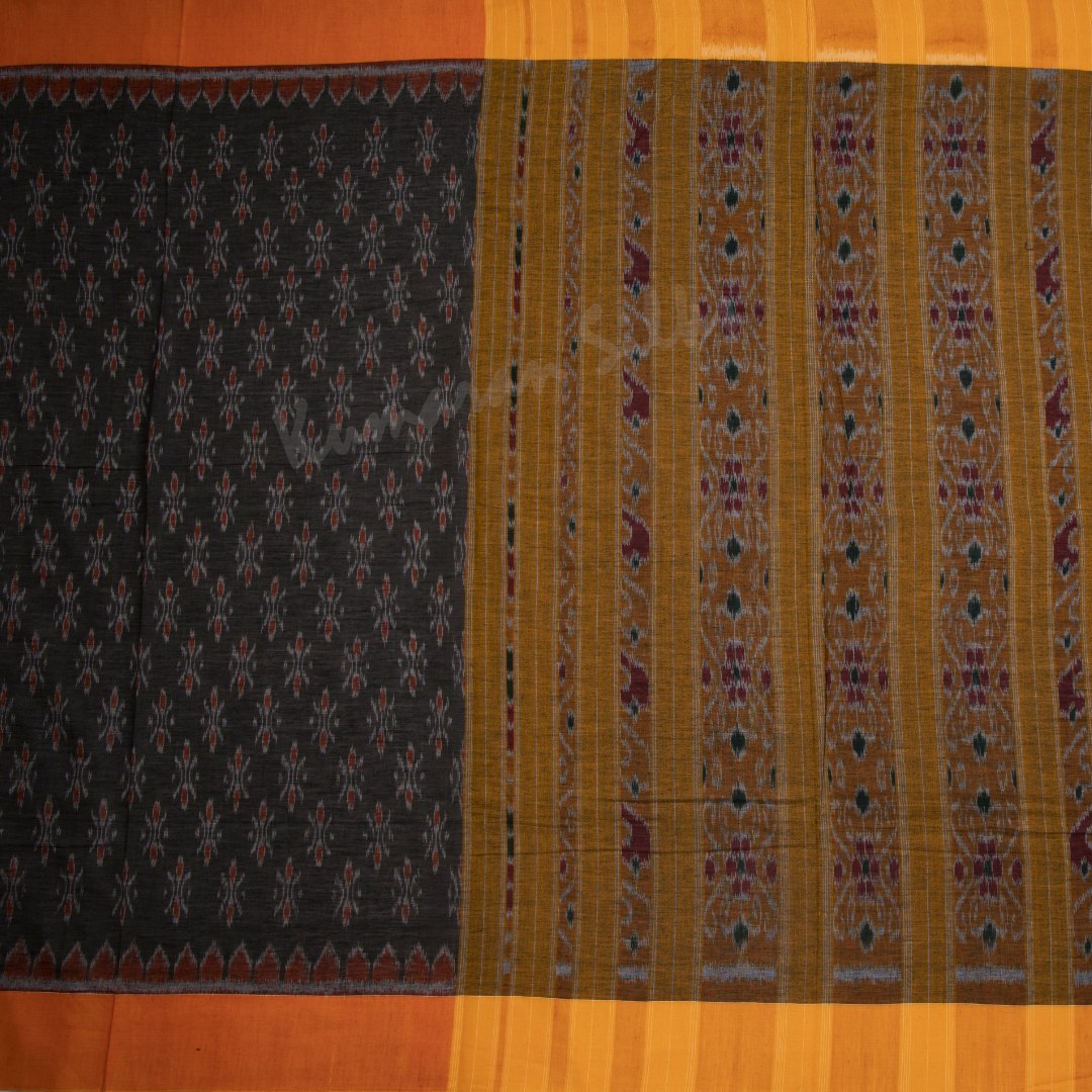 Pochampally Cotton Dark Grey Printed Saree