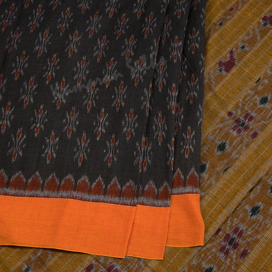 Pochampally Cotton Dark Grey Printed Saree