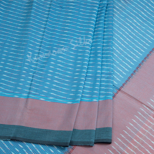 Pochampally Cotton Blue Printed Saree