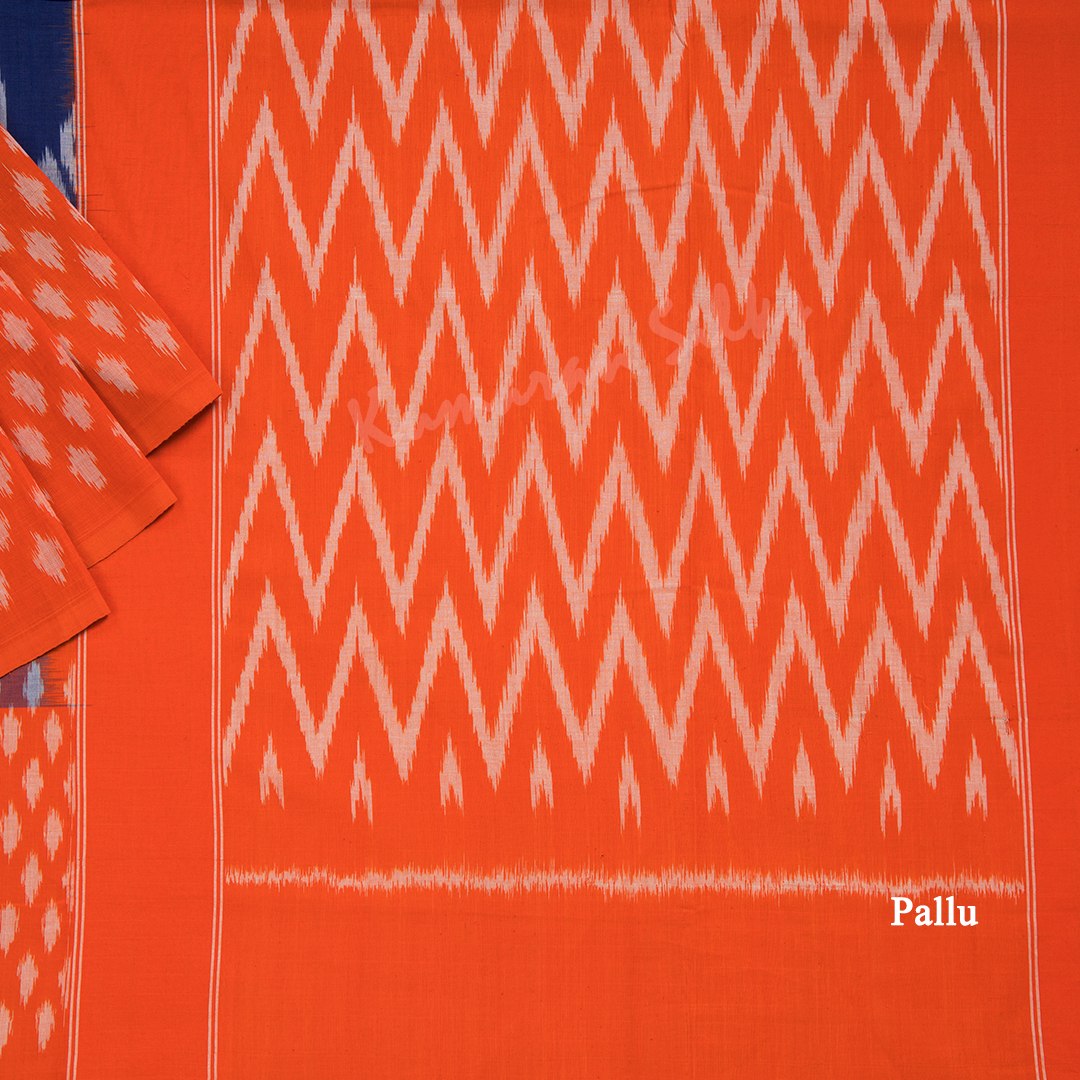 Pochampally Cotton Ink Blue Printed Saree