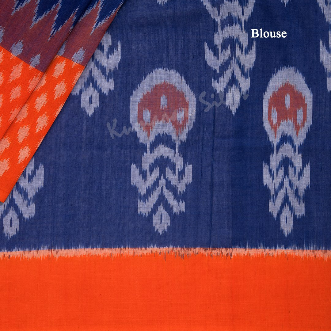 Pochampally Cotton Ink Blue Printed Saree