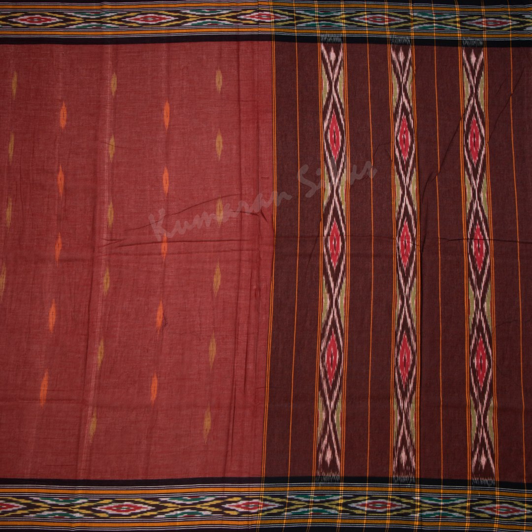 Pochampally Cotton Maroon Printed Saree