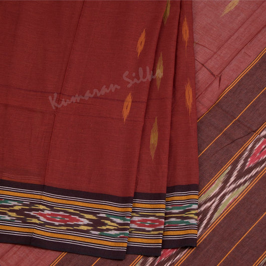 Pochampally Cotton Maroon Printed Saree