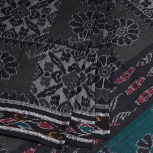 Pochampally Cotton Dark Grey Printed Saree 02