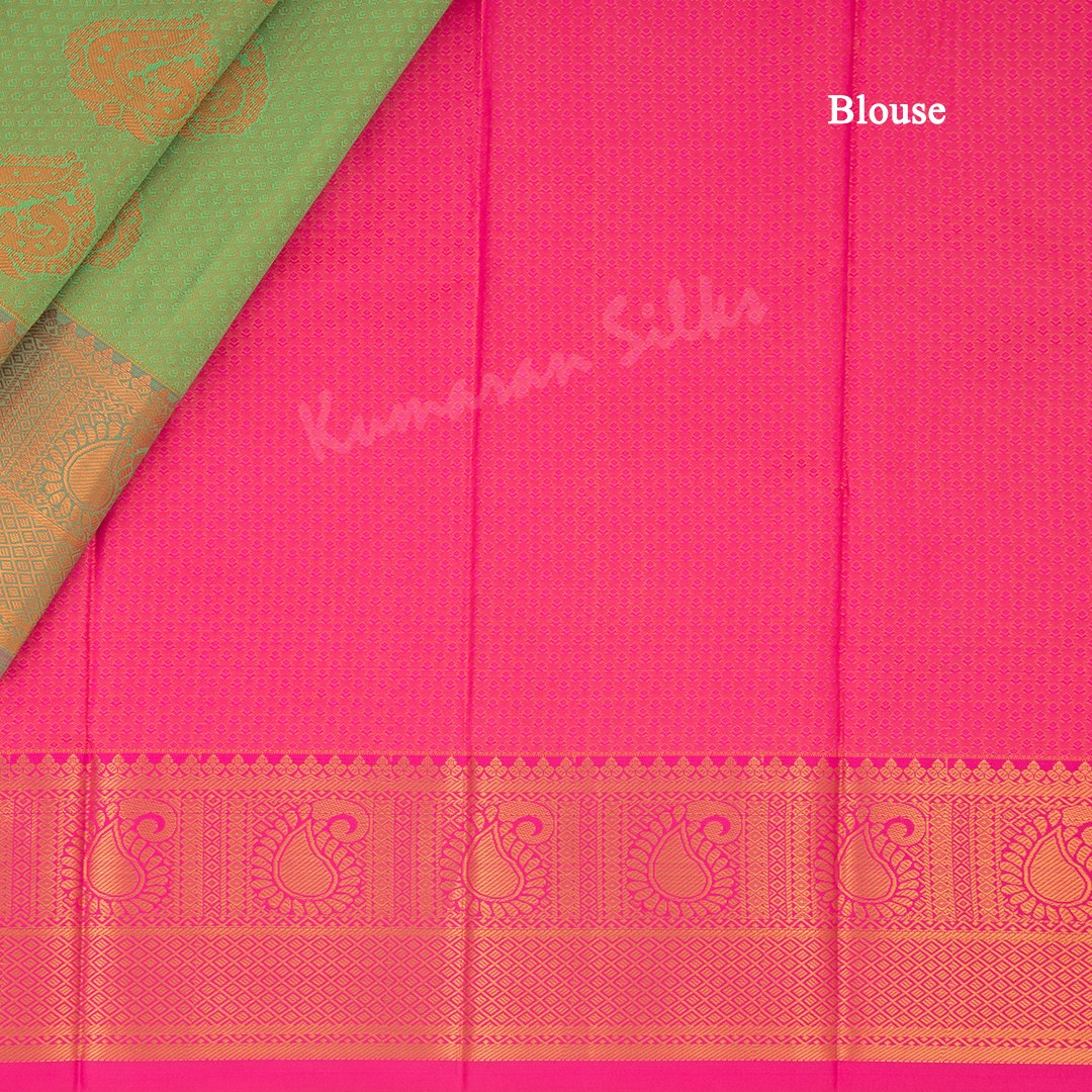 Art Silk Light Green Saree With Embossed Design And Zari Buttas