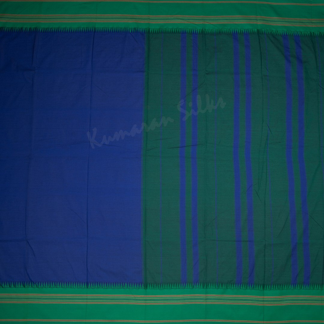 Dharwad Cotton Dark Blue Plain Saree 02