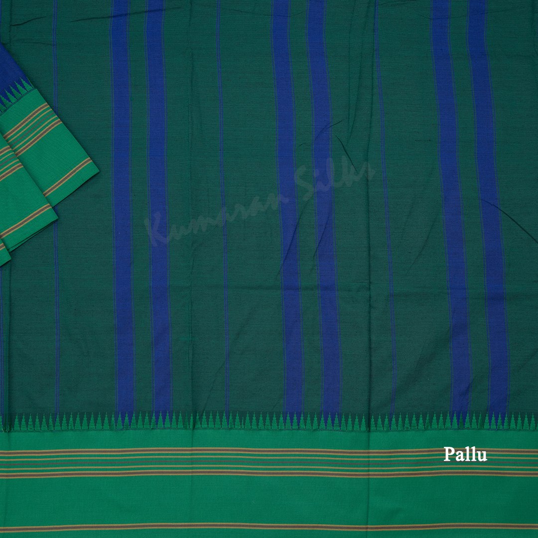 Dharwad Cotton Dark Blue Plain Saree 02