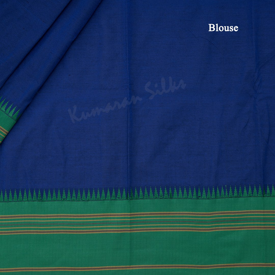 Dharwad Cotton Dark Blue Plain Saree 02