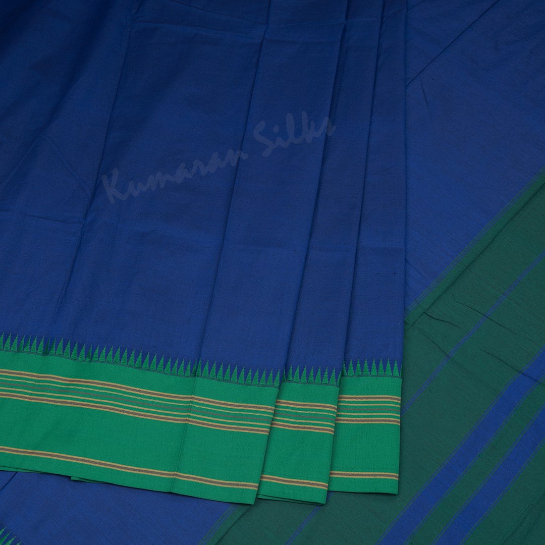 Dharwad Cotton Dark Blue Plain Saree 02