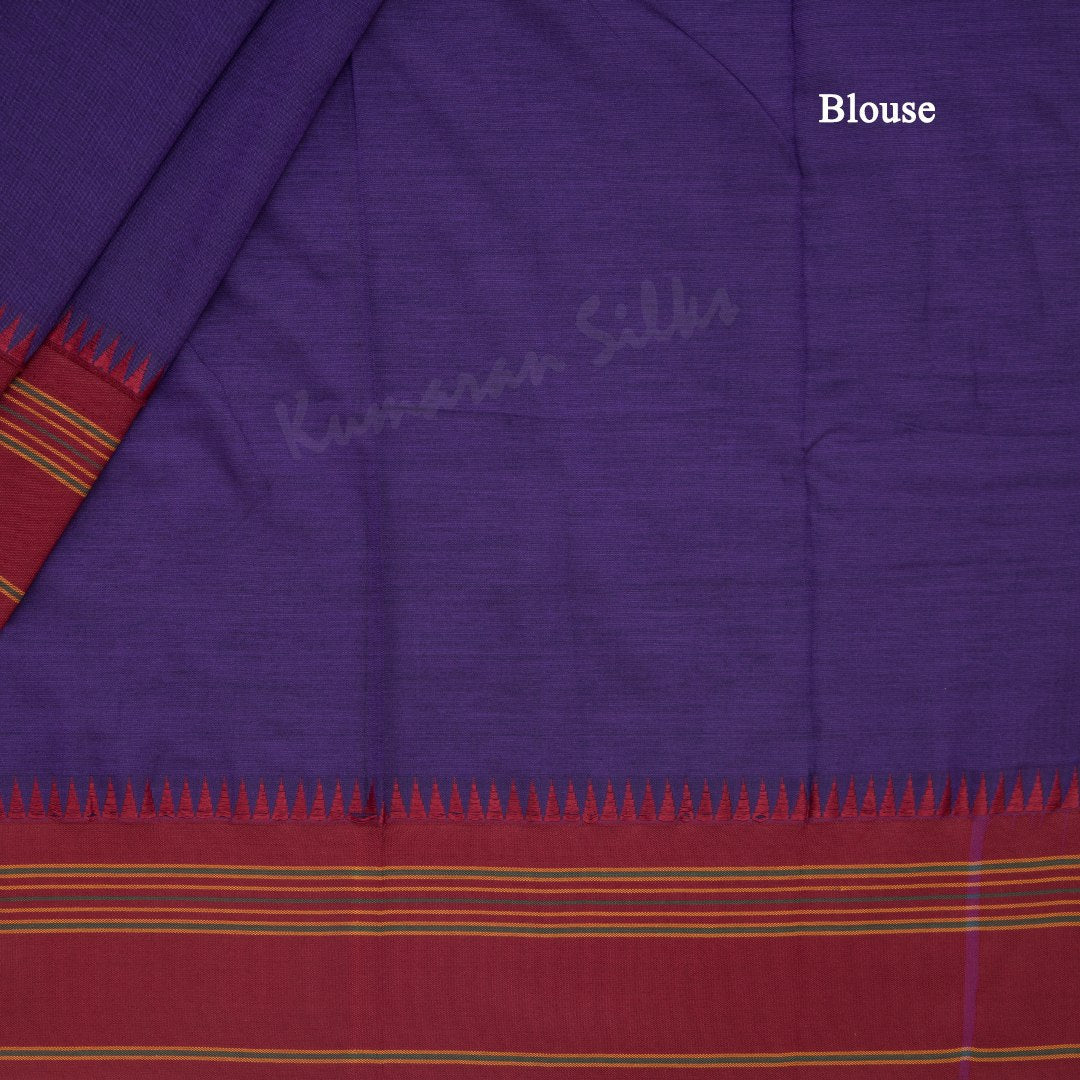 Dharwad Cotton Dark Violet Plain Saree 02