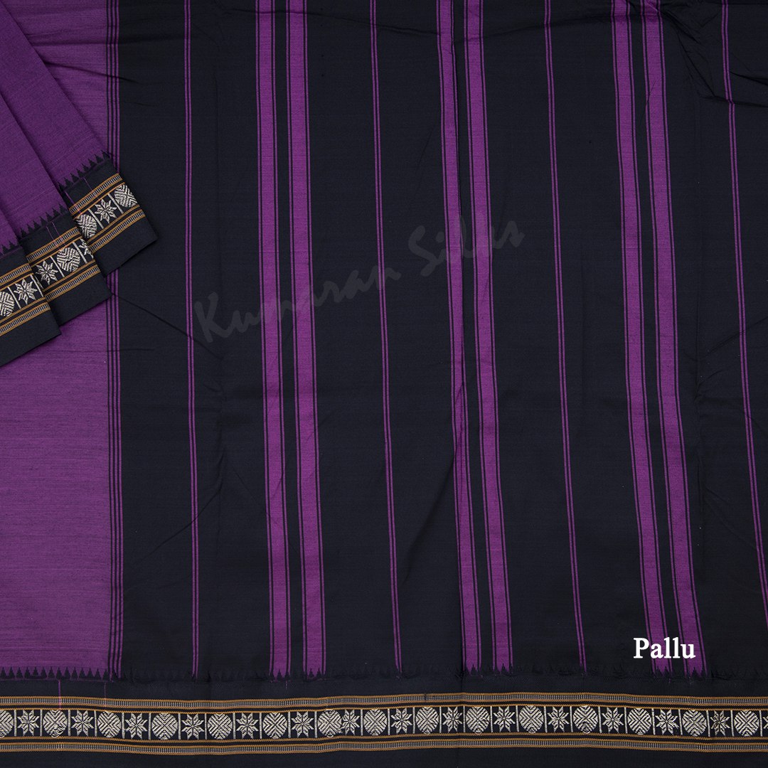 Dharwad Cotton Purple Plain Saree