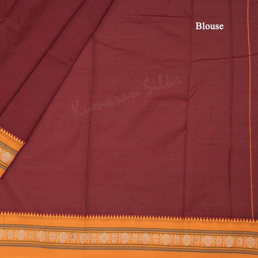 Dharwad Cotton Maroon Plain Saree 02