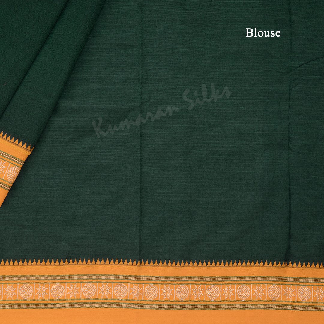 Dharwad Cotton Bottle Green Plain Saree