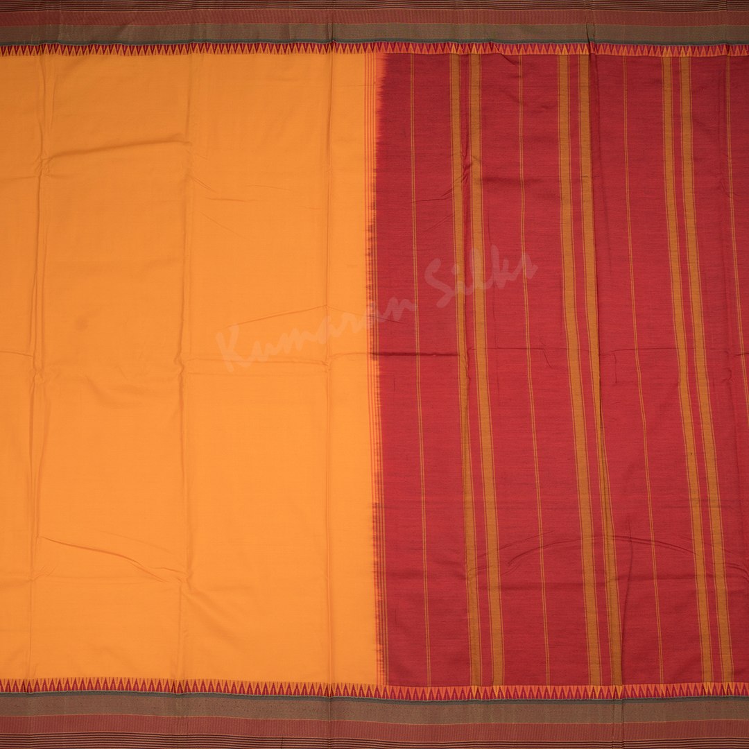 Dharwad Cotton Mango Yellow Plain Saree