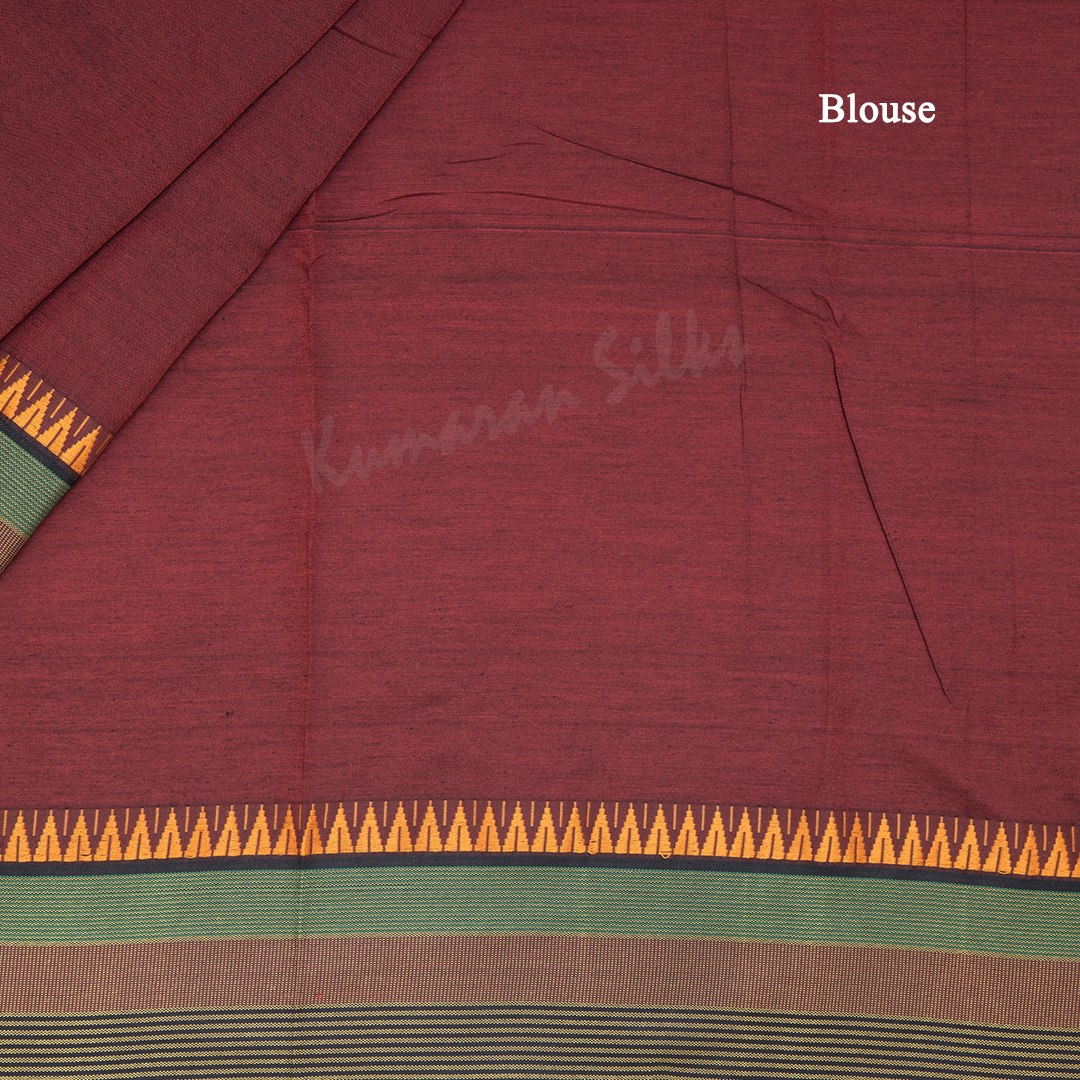 Dharwad Cotton Maroon Plain Saree 03