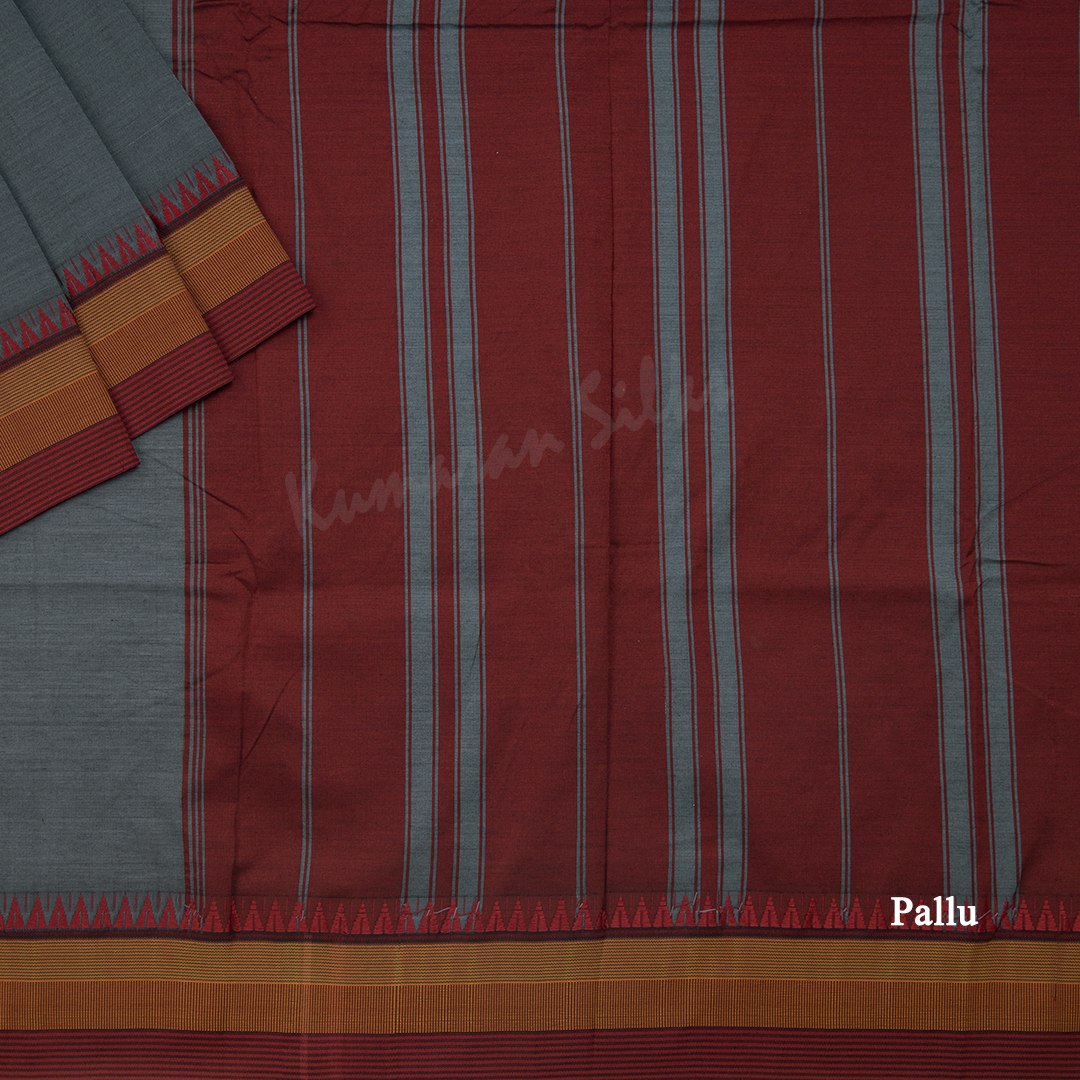 Dharwad Cotton Grey Plain Saree 04