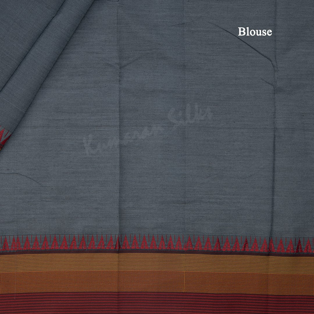 Dharwad Cotton Grey Plain Saree 04