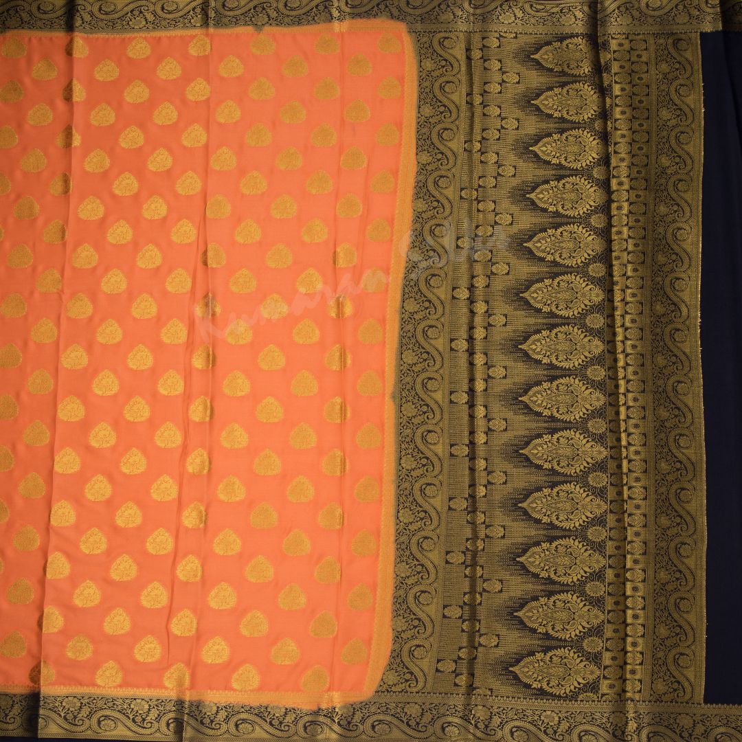 Semi Mysore Silk Peach Zari Worked Saree