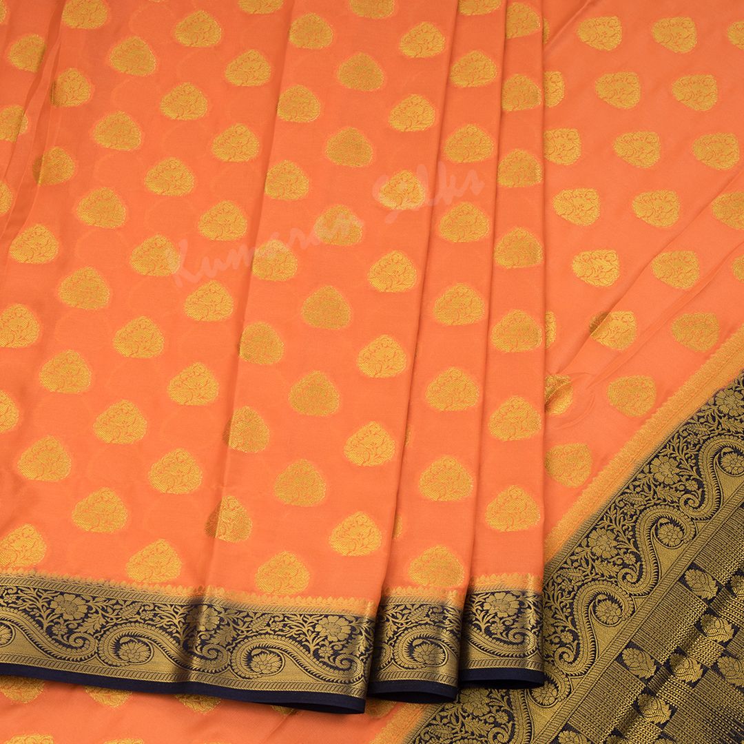 Semi Mysore Silk Peach Zari Worked Saree